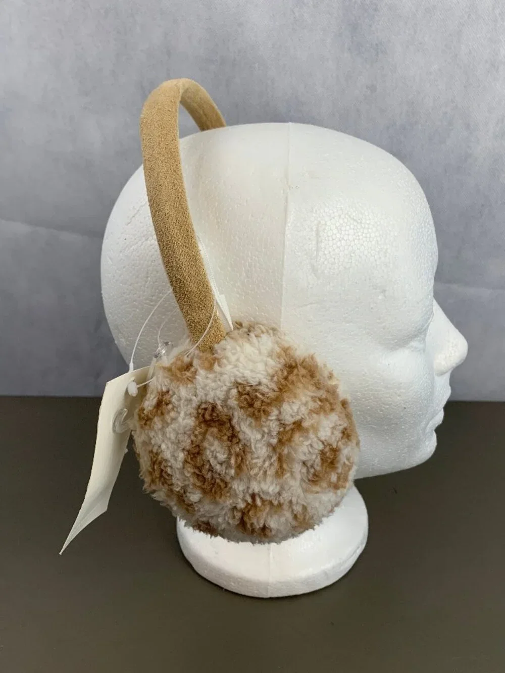 Jenni Women's Sherpa Earmuffs, Beige Animal Print, One Size Fits Most